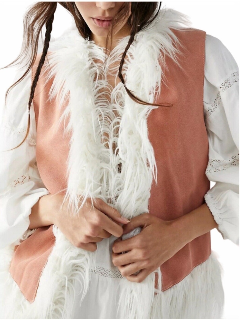Free People x Understated Leather | Suede Indigo River Vest Size XS Faux Fur